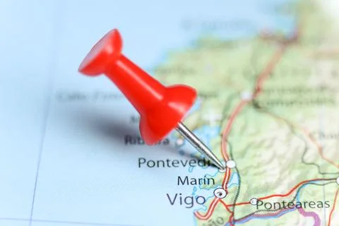 Marin, Spain pin on map Stock-Fotos