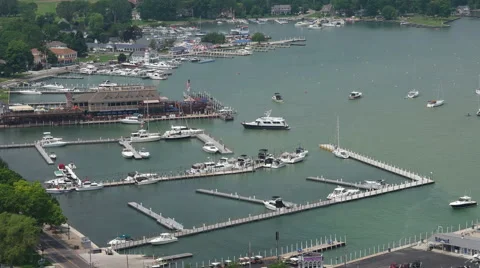 Marina and docks at Put-in-Bay Stock Footage 51935462