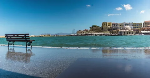 Marina and Old Town of Chania Crete Greece Stock Footage 54406853