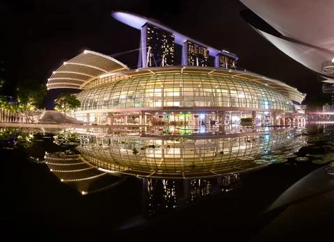 The Marina Bay Sands complex with reflection Stock Photos