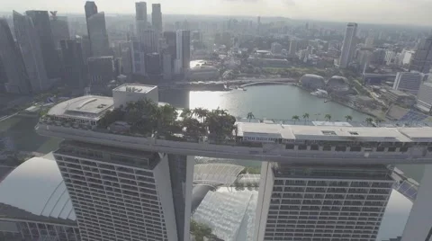 Marina Bay Sands Drone Aerial Shot CU Stock Footage