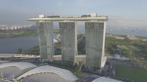 Marina Bay Sands Drone Aerial Shot Stock Footage