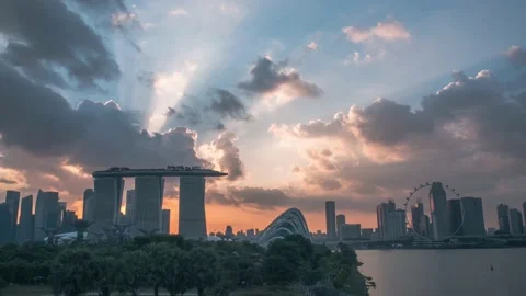 Marina Bay Sands Sunset time lapse Stock Footage 239018992