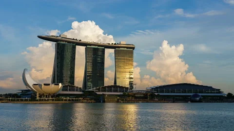 Marina Bay Sunset to Light Show Time Lapse Stock Footage 214722508