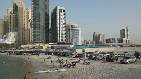 Marina Beach pan Stock Footage