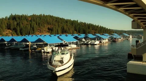 Marina boat leaving Stock Footage 49401424