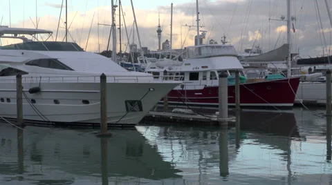 Marina &amp; Boats at dawn Video stock 48972330