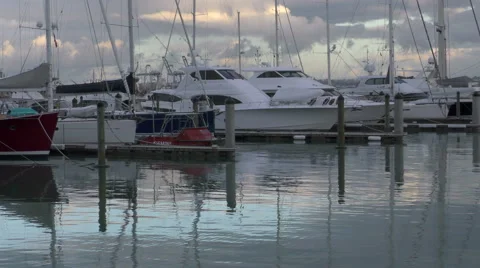 Marina &amp; Boats at dawn Video stock 48972908