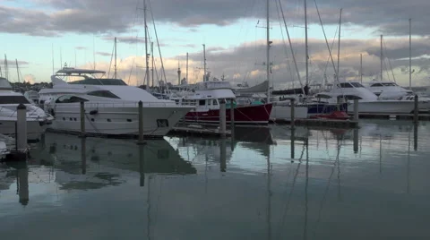 Marina &amp; Boats at dawn Video stock 48972946