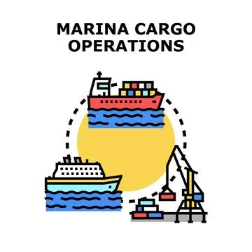 Marina cargo operations and global shipping logistics Stock Illustration