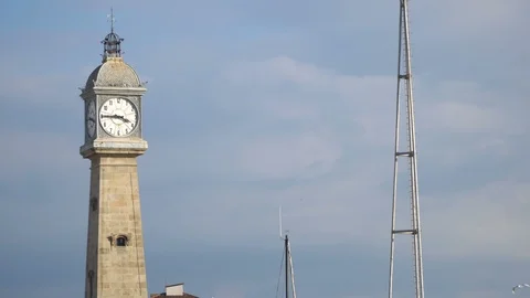 Marina Clock in Barcelona Stock Footage 86665414