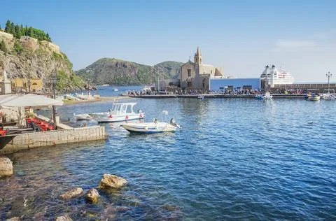 Marina Corta harbour, Lipari Town, Lipari Island, Aeolian Islands, UNESCO World Stock Photos