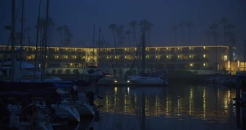Marina del Rey harbor after sunset, California. Stock Footage 99141018