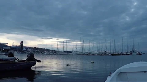 Marina in the dusk Stock Footage 51712388