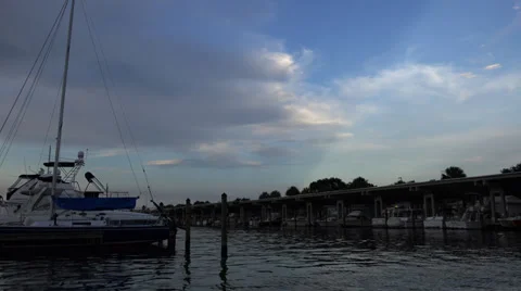Marina In The Evening With Clouds In The Sky 4K Stock Footage 39763157