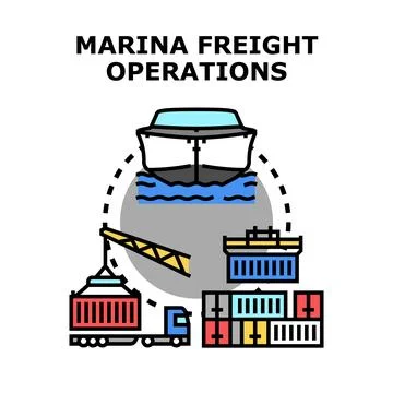 Marina freight operations global logistics transport concept Stock Illustration
