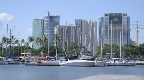 Marina in Honolulu Stock Footage 47323179