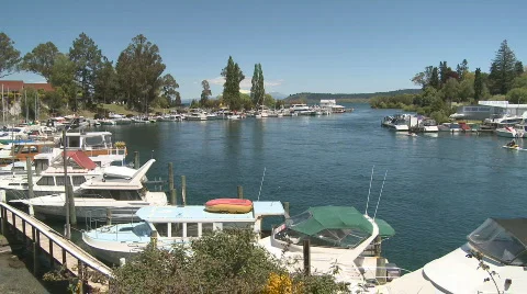 Marina on a lake Stock Footage 587279