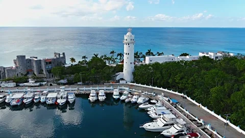 Marina Lighthouse Pan 2 Video stock 148783295