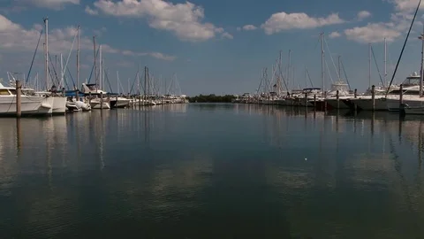 Marina Low Angle Water Fly Up Stock Footage 75347690