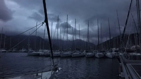 Marina prepares for a storm Stock Footage 101762271