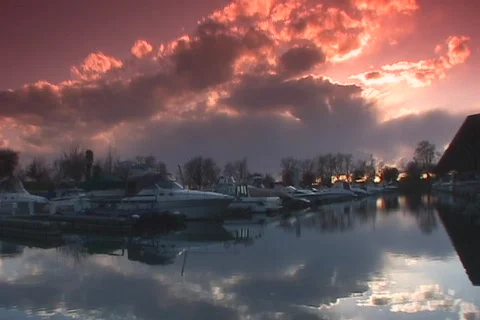 Marina Red Sunset Stock Footage 841630