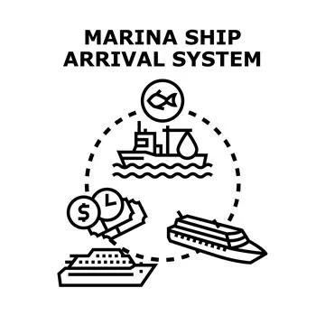 Marina ship arrival system concept illustration 스톡 일러스트