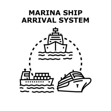 Marina ship arrival system concept for logistics management 스톡 일러스트