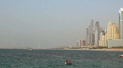 Marina Skyline pan Video stock 12490374