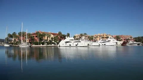 Marina in Sotogrande, Spain Stock Footage 12587399