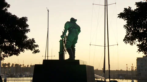 Marina Statue at Sunset Stock Footage 37272337