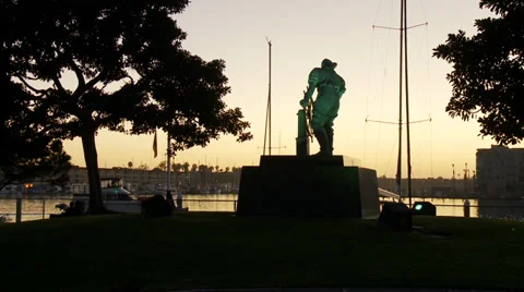 Marina statue at Sunset Stock Footage 37272434