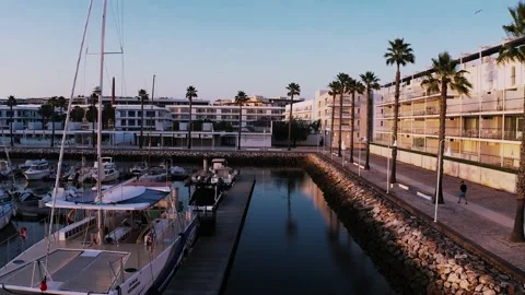 Marina at sunset (Aerial view) Stock Footage 156618208
