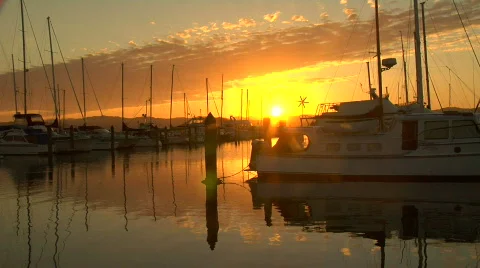 Marina Sunset Clouds Stock-Footage 329502