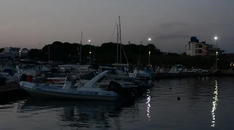 The marina at sunset 스톡 동영상 64940347