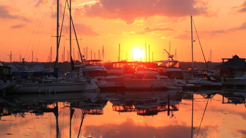 Marina Sunset Time Lapse Stock Footage 134746443