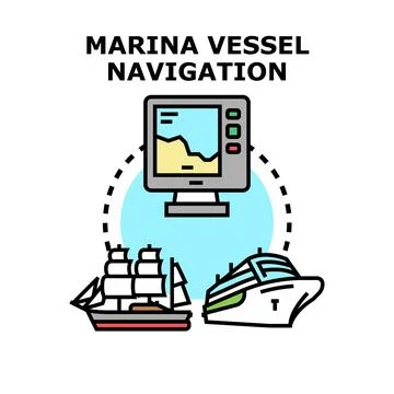 Marina vessel navigation system concept with old and modern ships Stock Illustration