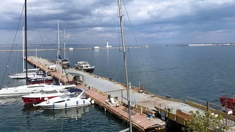 Marina with yachts. time lapse Stock Footage 81658714