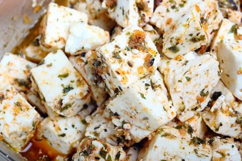 Marinaded cheese Stock Photos