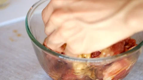 Marinate Pork 2 Stock Footage 73422822