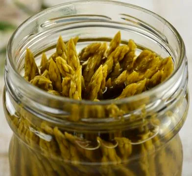 Marinated asparagus Stock Photos