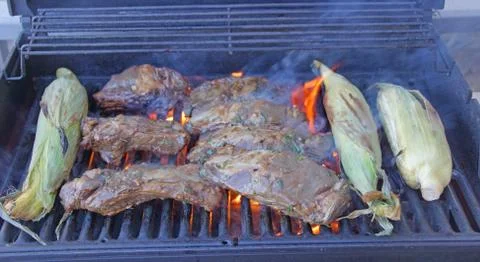 Marinated beef ribs and corn Foto stock