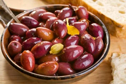 Marinated black olives Stock Photos