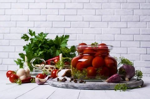 Marinated cherry tomatoes Stock Photos