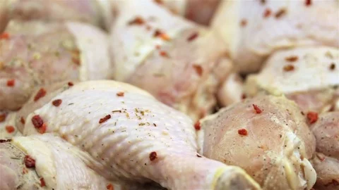 Marinated chicken food background Video stock 74695102