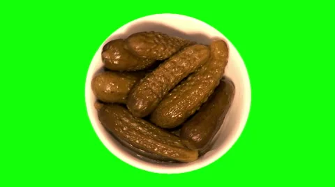 Marinated cornichons in bowl Stock Footage 46458501