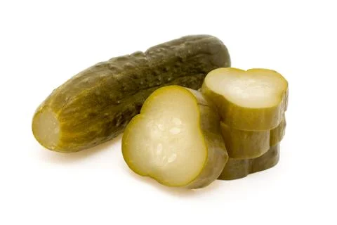 Marinated cucumbers on white Stock Photos