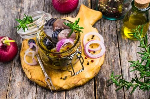 Marinated fish slices Stock Photos