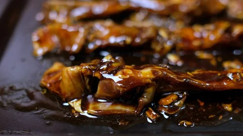 Marinated Lamb Strip Stock Footage 128101623