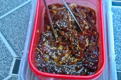 Marinated meat Stock Photos